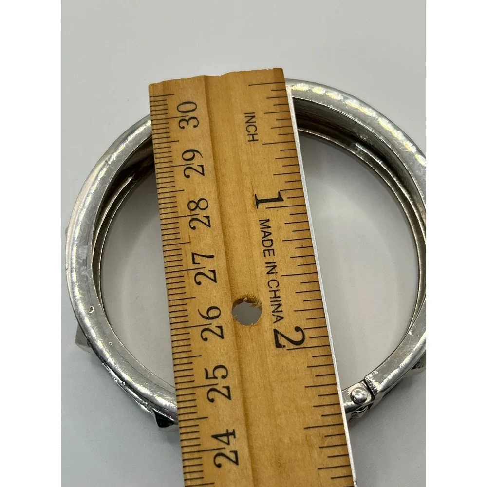 Michael Kors Bangle Bracelet Womens OS Silver Excellent Pave Crystal Studded